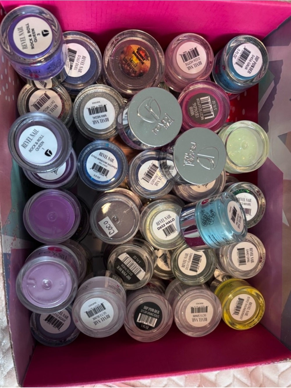 4 grab bags of Assorted Nail Powder Jars - Multicolor Set